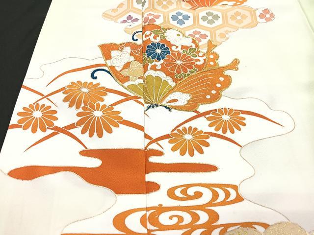 平和屋着物■訪問着 駒刺繍 舞蝶文 暈し染め 金彩 正絹 逸品 CABG6575xe