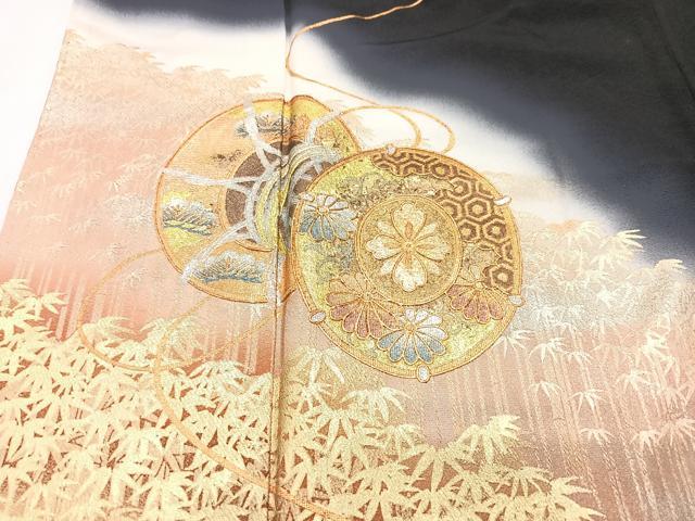 平和屋着物■豪華黒留袖 作家物 花鼓笹竹文 暈し染め 金彩 正絹 逸品 CABG6598xe