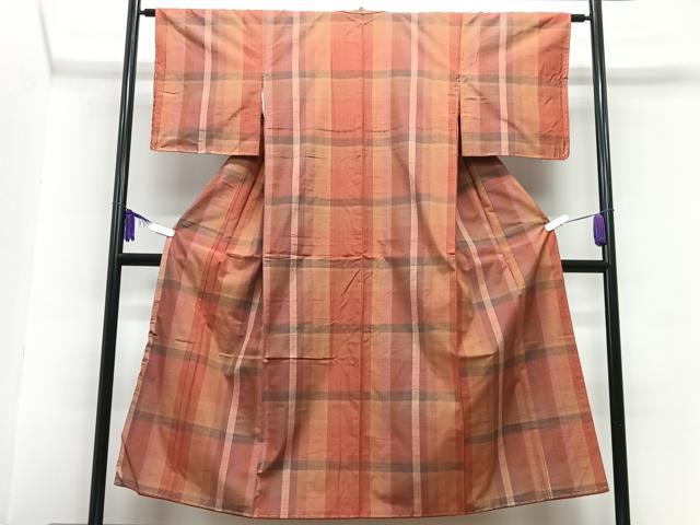 平和屋着物■上質な紬 格子 正絹 逸品 CABG6601xe