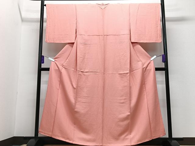 平和屋着物■上質な色無地 珊瑚色 反端付き 正絹 逸品 CABG6615xe