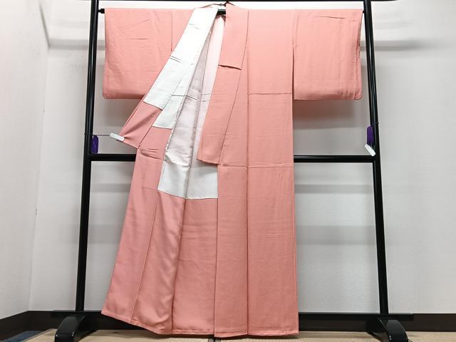 平和屋着物■上質な色無地 珊瑚色 反端付き 正絹 逸品 CABG6615xe