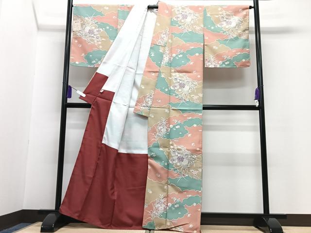 平和屋着物■小紋 草花文 洗える着物 CABG6619xe