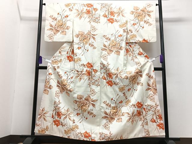 平和屋着物■小紋 草花文 洗える着物 CABG6627xe