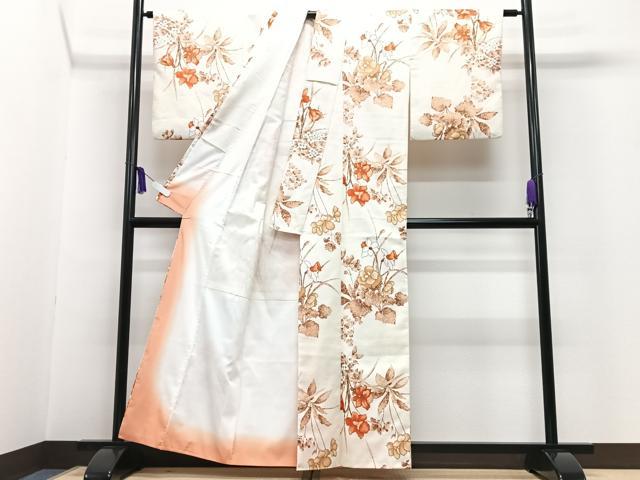 平和屋着物■小紋 草花文 洗える着物 CABG6627xe