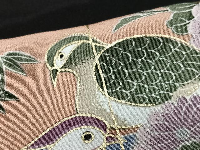 平和屋着物■豪華黒留袖 屏風花鳥文 暈し染め 金彩 正絹 逸品 CABG6629xe
