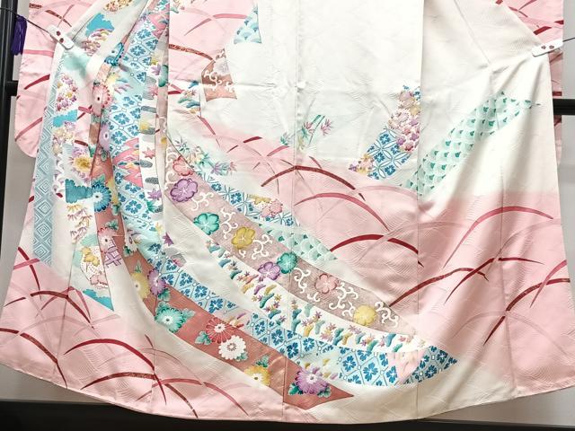 平和屋着物■豪華振袖 芝草花唐草文 金彩 正絹 逸品 CABG6632xe