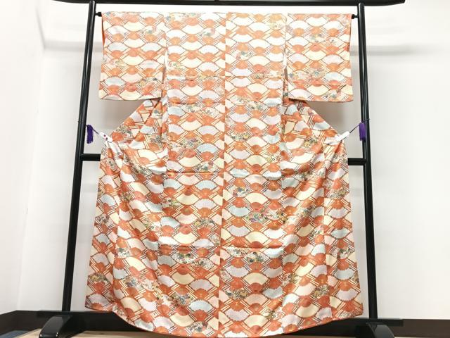 平和屋着物■上質な小紋 扇面花文 正絹 逸品 CABG6636xe