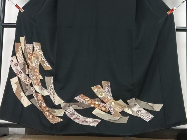 平和屋着物■豪華黒留袖 短冊吉祥花文 金彩 正絹 逸品 CABG6659xe