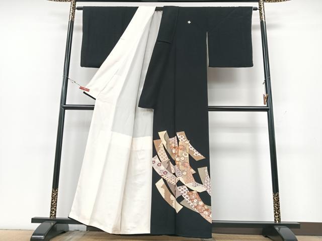 平和屋着物■豪華黒留袖 短冊吉祥花文 金彩 正絹 逸品 CABG6659xe