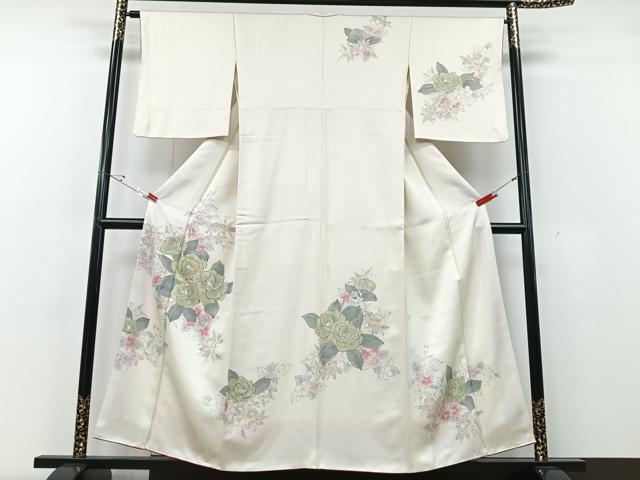 平和屋着物■訪問着 手描き 草花文 正絹 逸品 CABG6661xe