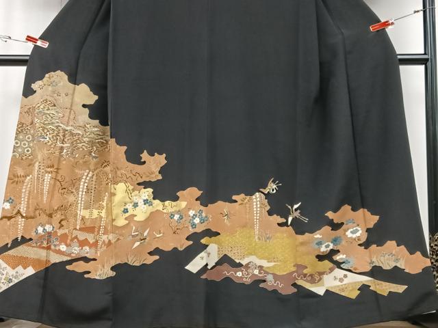 平和屋着物■豪華黒留袖 作家物 飛鶴花文 正絹 逸品 CABG6663xe
