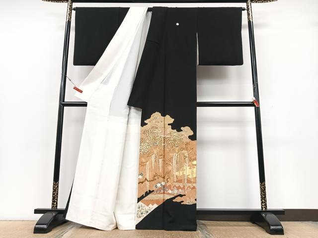 平和屋着物■豪華黒留袖 作家物 飛鶴花文 正絹 逸品 CABG6663xe