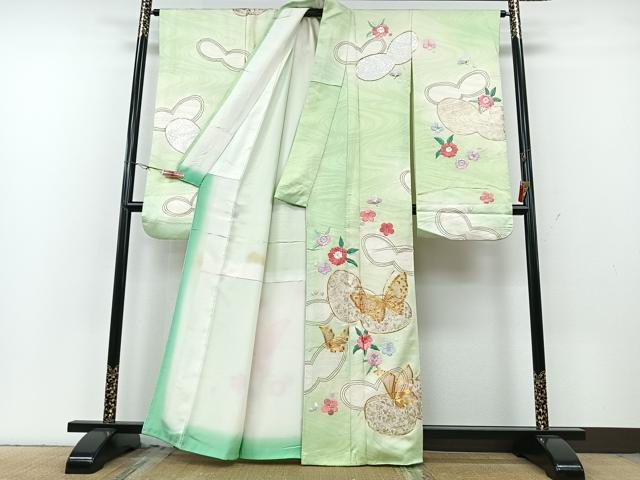 平和屋着物■豪華振袖 駒刺繍 花蝶文 暈し染め 正絹 逸品 CABG6672xe