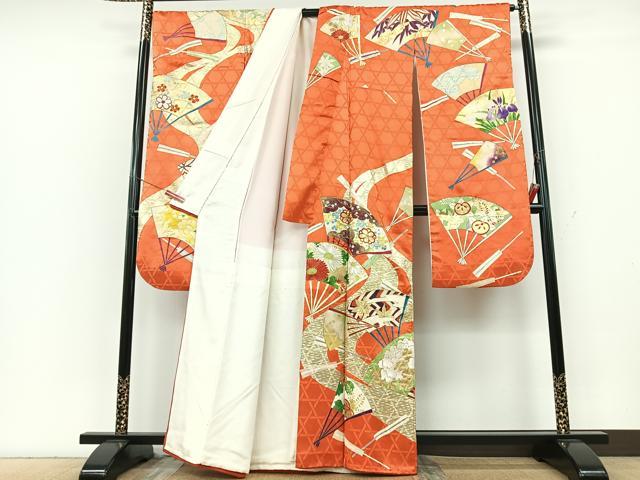 平和屋着物■豪華振袖 駒刺繍 扇面花文 金彩 正絹 逸品 CABG6673xe