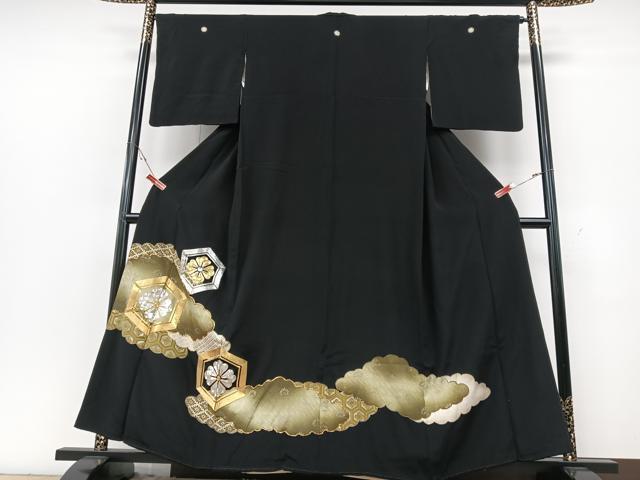 平和屋着物■豪華黒留袖 駒刺繍 雲取り吉祥花文 金彩 正絹 逸品 CABG6680xe