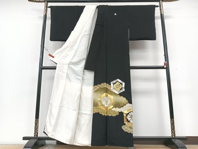 平和屋着物■豪華黒留袖 駒刺繍 雲取り吉祥花文 金彩 正絹 逸品 CABG6680xe