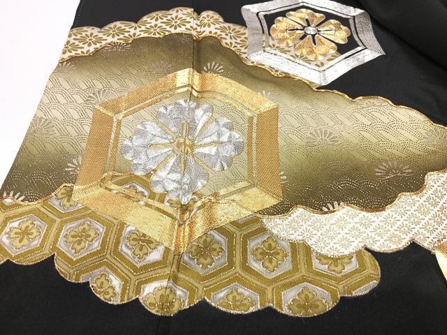 平和屋着物■豪華黒留袖 駒刺繍 雲取り吉祥花文 金彩 正絹 逸品 CABG6680xe