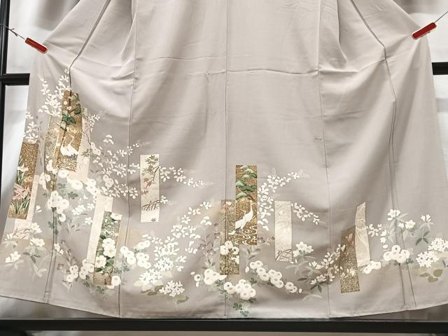 平和屋着物■豪華色留袖 駒刺繍 短冊華鳥文 金彩 正絹 逸品 CABG6688xe