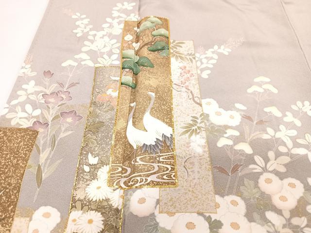 平和屋着物■豪華色留袖 駒刺繍 短冊華鳥文 金彩 正絹 逸品 CABG6688xe