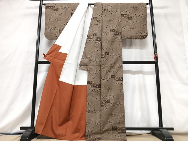 平和屋着物■上質な紬 草花文 正絹 逸品 CABG6707xe