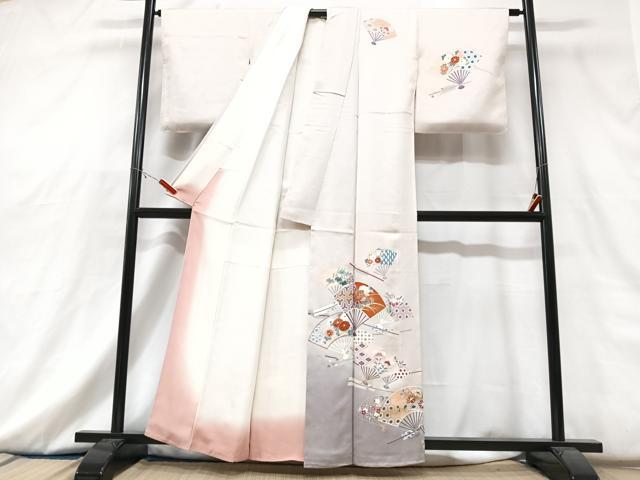 平和屋着物■訪問着 扇面花文 暈し染め 正絹 逸品 CABG6708xe