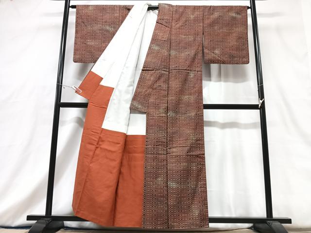平和屋着物■上質な小紋 紬地 格子柄 暈し染め 正絹 逸品 CABG6720xe