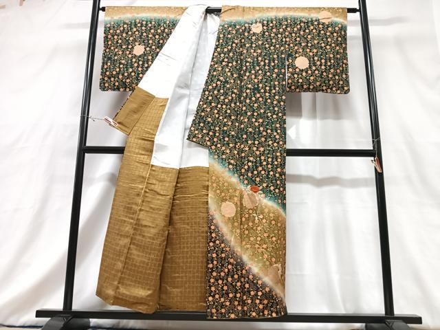 平和屋着物■訪問着 刺繍 雪輪草花文 暈し染め 金彩 正絹 逸品 CABG6752xe