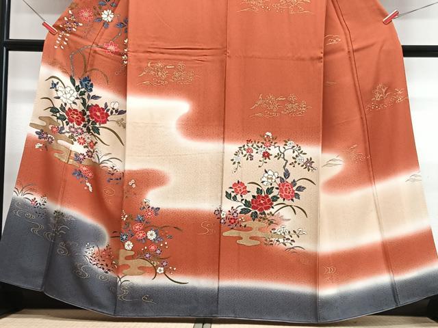 平和屋着物■訪問着 枝花文 暈し染め 金彩 正絹 逸品 CABG6762xe