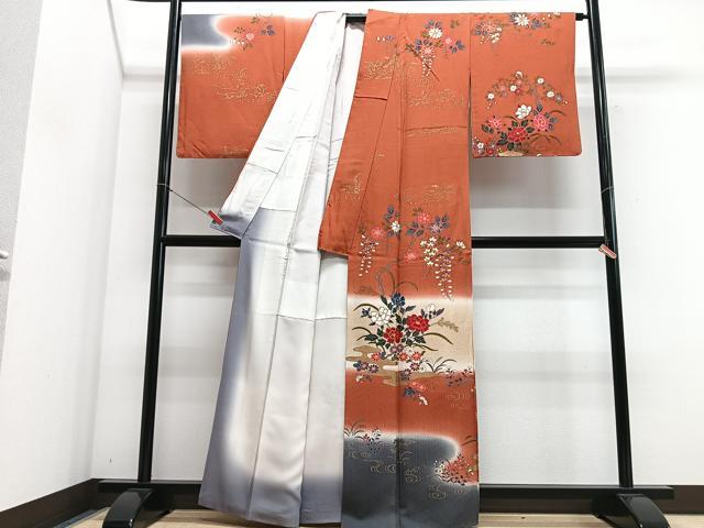 平和屋着物■訪問着 枝花文 暈し染め 金彩 正絹 逸品 CABG6762xe