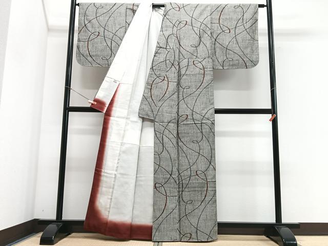平和屋着物■上質な紬 幾何学文様 正絹 逸品 未使用 CABG6777xe