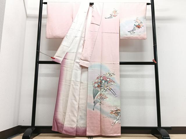 平和屋着物■訪問着 御所車扇面花文 金彩 正絹 逸品 CABG6778xe
