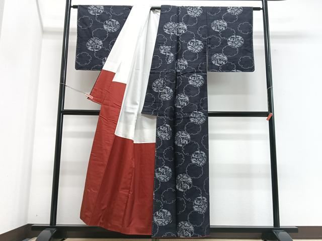 平和屋着物■上質な紬 雪輪花文 正絹 逸品 CABG6779xe