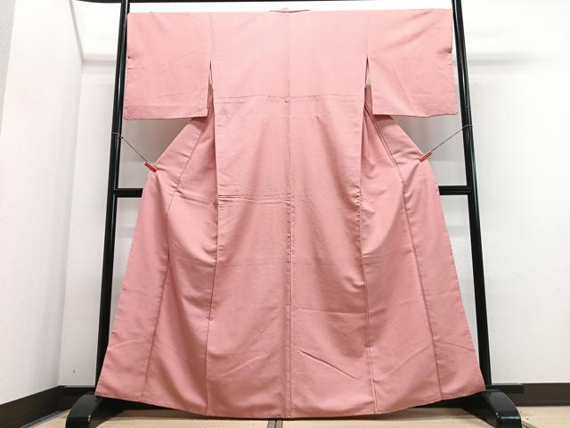 平和屋着物■色無地 珊瑚色 洗える着物 CABG6789xe