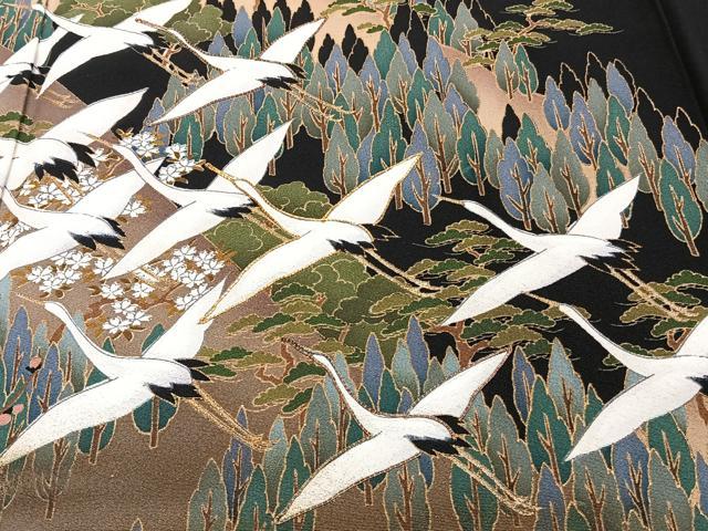 平和屋着物■豪華黒留袖 作家物 駒刺繍 本金箔 飛鳥風景文 正絹 逸品 CABG6831xi