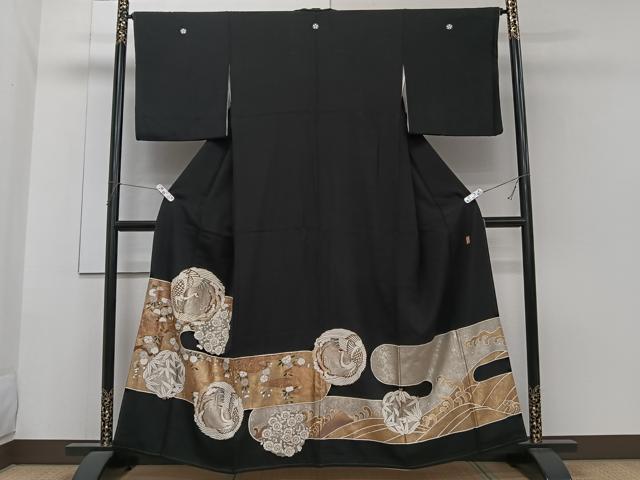 平和屋着物■豪華黒留袖 作家物 駒刺繍 飛鳥丸花文 金彩 正絹 逸品 CABG6839xi