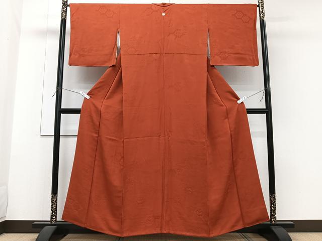 平和屋着物■上質な色無地 更紗蜀江花文 赤茶色 正絹 逸品 CABG6845xi