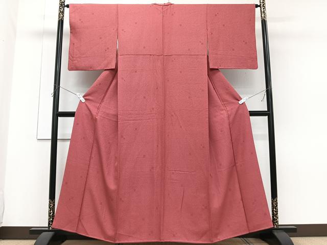 平和屋着物■上質な色無地 幾何学地紋 今様色 正絹 逸品 CABG6851xi