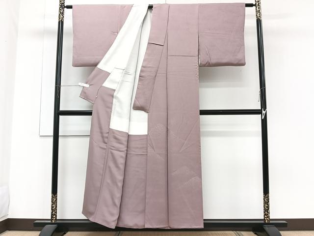 平和屋着物■色留訪問着 色無地 遠山地紋 梅鼠色 正絹 逸品 CABG6852xi