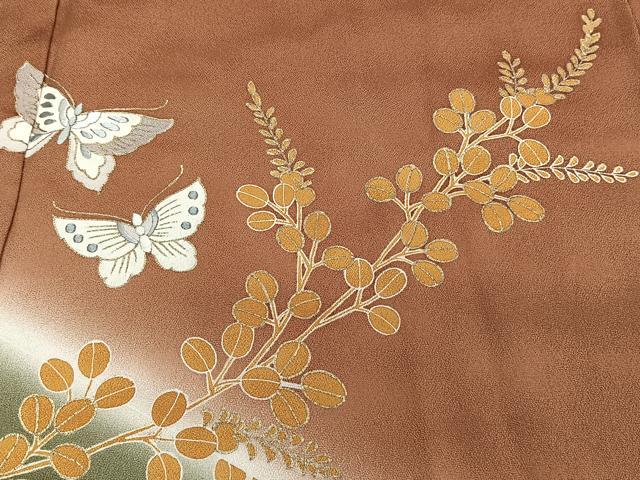 平和屋着物■訪問着 刺繍 舞蝶文 枝萩 暈し染め 金彩 正絹 逸品 CABG6853xi