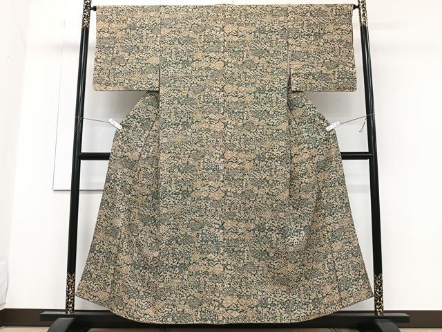 平和屋着物■小紋 幾何学花文 洗える着物 CABG6858xi