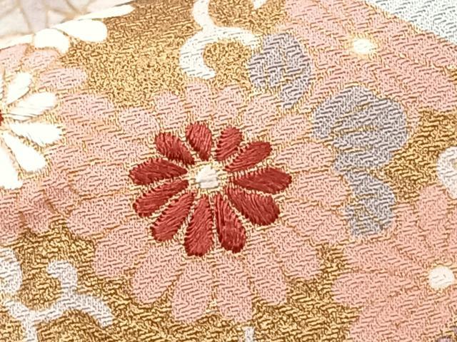 平和屋着物■訪問着 刺繍 渡橋花文 金彩 正絹 逸品 CABG6861xi