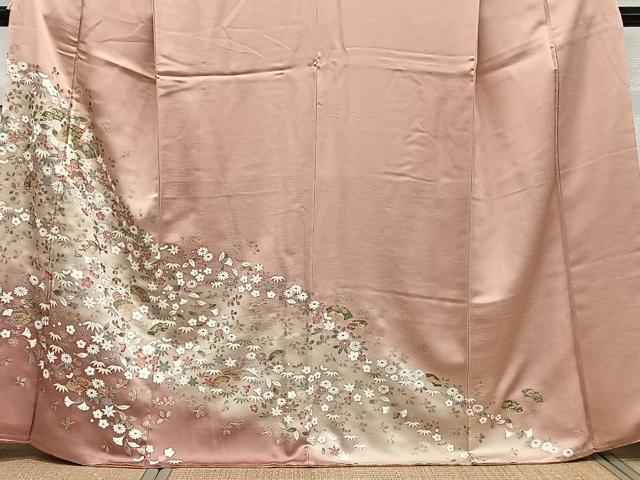 平和屋着物■訪問着 扇花文 松竹梅 暈し染め 金彩 正絹 逸品 CABG6863xi