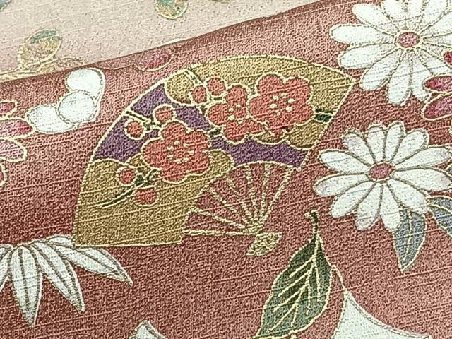 平和屋着物■訪問着 扇花文 松竹梅 暈し染め 金彩 正絹 逸品 CABG6863xi