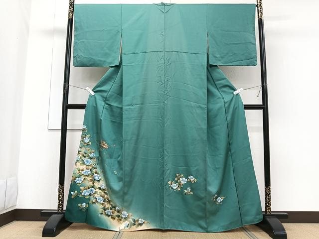 平和屋着物■訪問着 扇梅文 椿 暈し染め 金銀彩 正絹 逸品 CABG6864xi