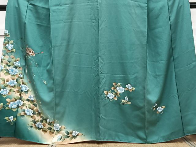 平和屋着物■訪問着 扇梅文 椿 暈し染め 金銀彩 正絹 逸品 CABG6864xi