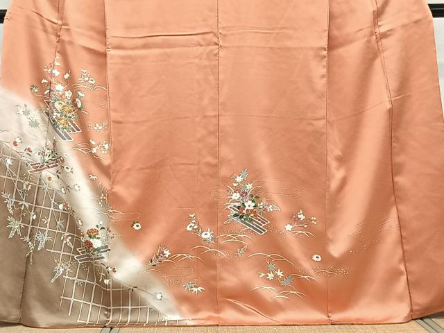 平和屋着物■訪問着 駒刺繍 花筏 暈し染め 金彩 正絹 逸品 CABG6869xi