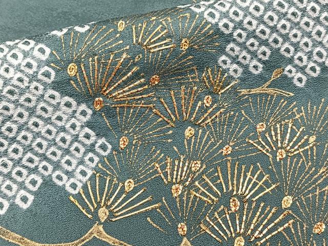平和屋着物■訪問着 駒刺繍 絞り 枝松文 金彩 正絹 逸品 CABG6873xi