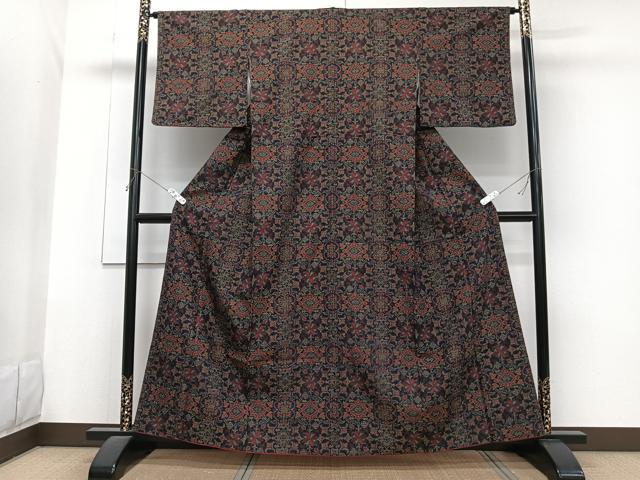 平和屋着物■上質な紬 草花文 正絹 逸品 CABG6894xi