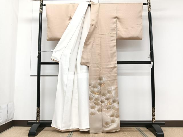 平和屋着物■豪華色留袖 駒刺繍 飛鶴松文 暈し染め 金彩 正絹 逸品 CABG6906xi