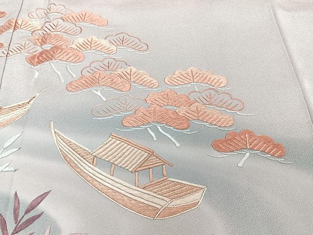 平和屋着物■訪問着 刺繍 流水船松文 暈し染め 正絹 逸品 CABG6908xi